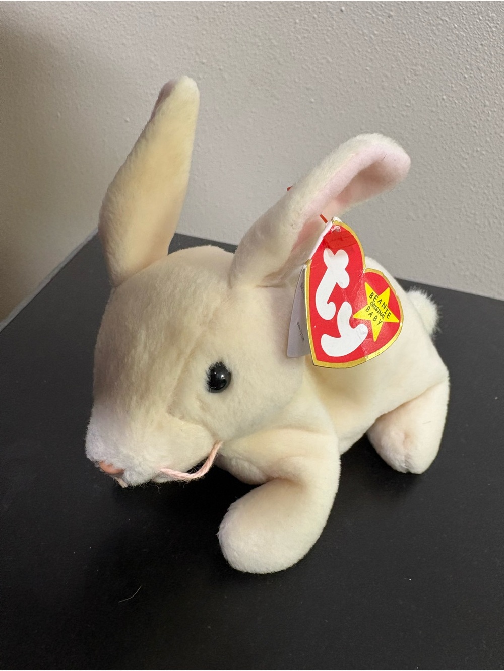 Ty Cream Bunny Beanie Plush with Heart Tag - Nibbler
